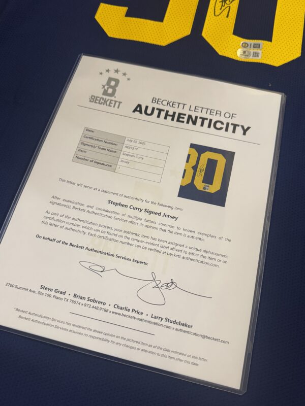 【收藏家先生】｜現貨不用等｜Stephen Curry 宣告版  大圖雙認證 球員版簽名球衣